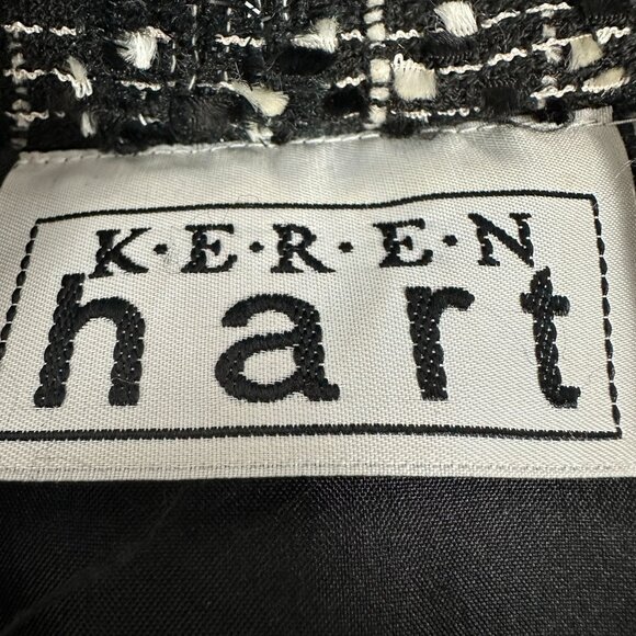 Keren Hart Womens Tweed Button-Up Jacket - Black & White - Size L - Picture 3 of 5